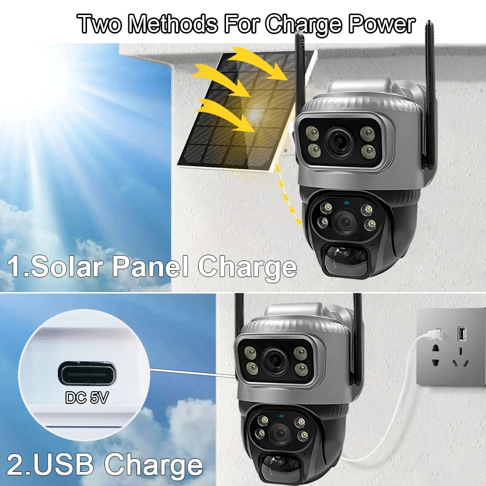 📹 V380 Dual Lens 4G Security Camera - Solar 8MP 4K Night Vision CCTV