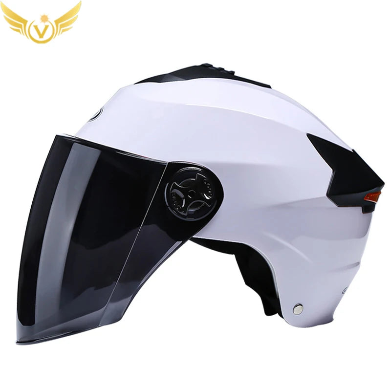 🏍️ LED Motorcycle Helmet with Rechargeable Lights - Double Visor Safety
