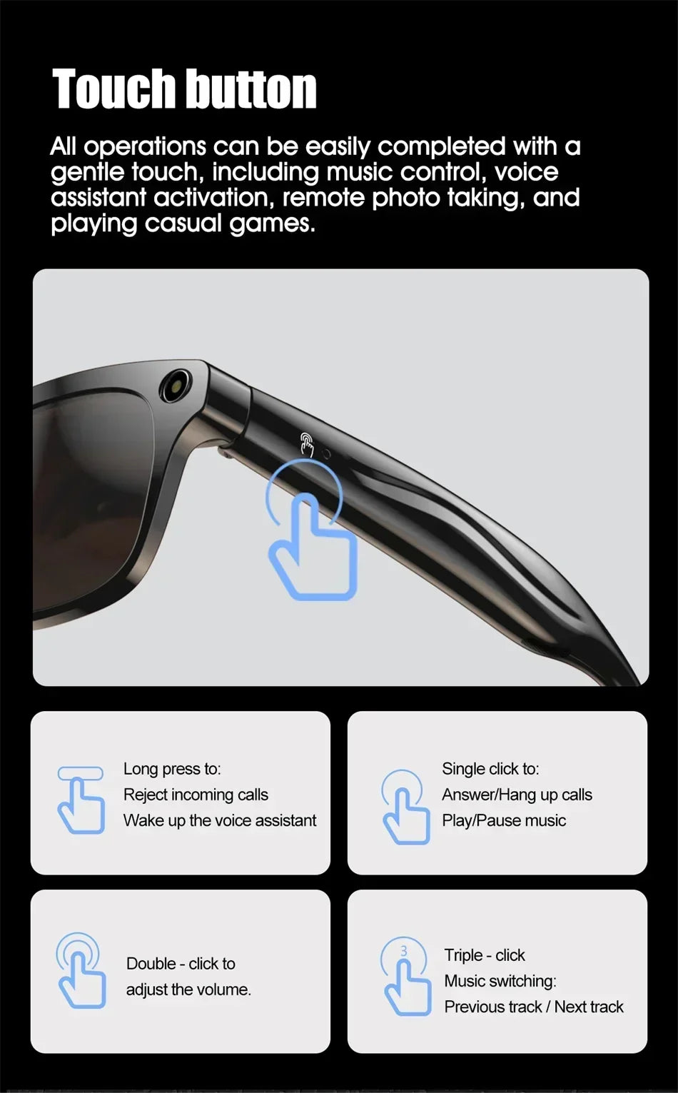 Smart 8K AI Glasses - 1200MP Camera with ChatGPT & Bluetooth