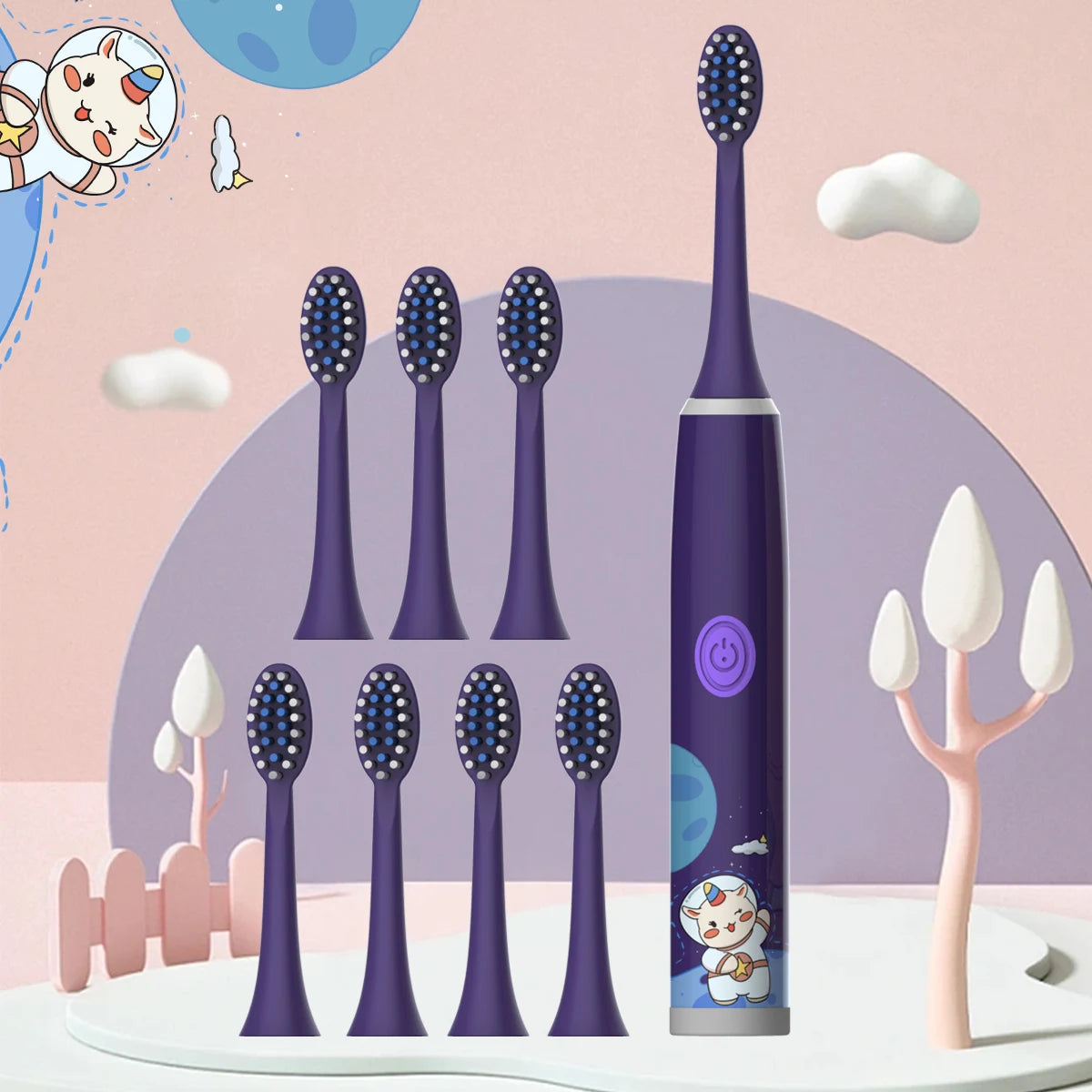 Kids Space Adventure Electric Toothbrush - Fun Cartoon Design for Healthy Smiles