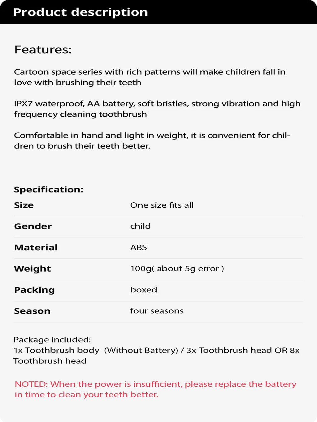 Kids Space Adventure Electric Toothbrush - Fun Cartoon Design for Healthy Smiles