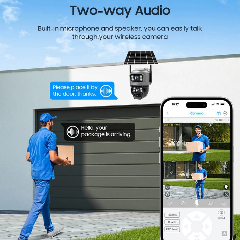 📹 V380 Dual Lens 4G Security Camera - Solar 8MP 4K Night Vision CCTV