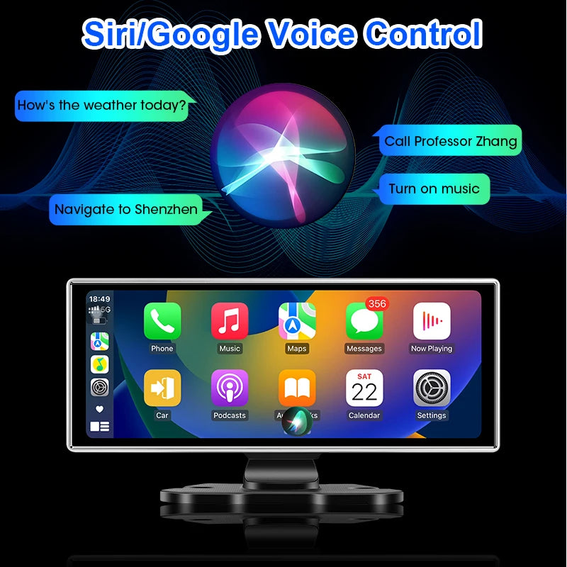 📹 11-Inch Dashboard Hub - 4K Recorder with Wireless CarPlay & Android Auto