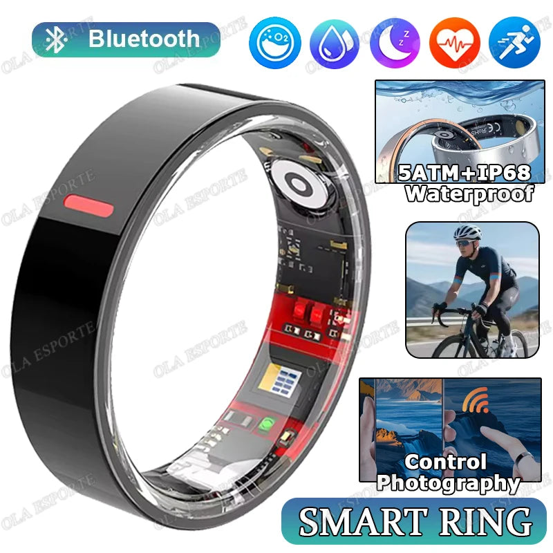 Health Tracking Smart Ring - 5ATM Waterproof Heart Rate & Sleep Monitor