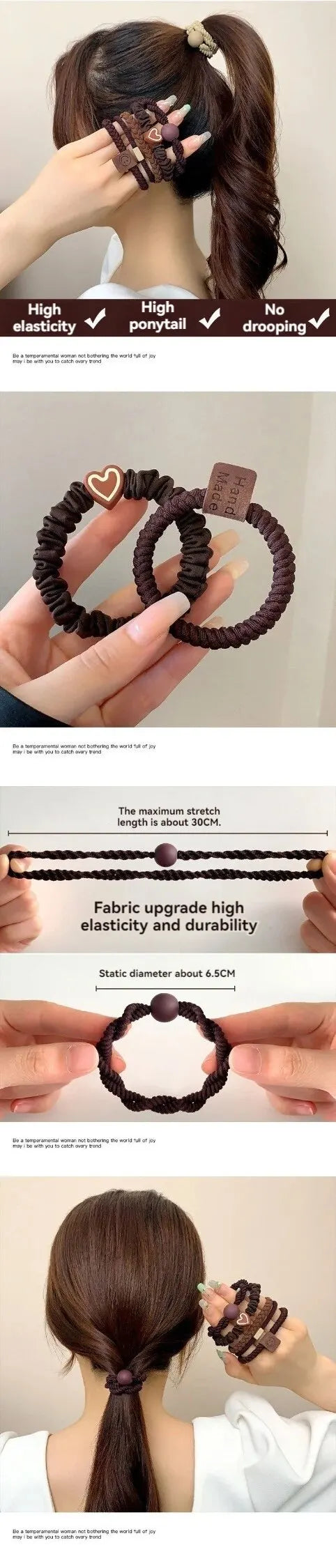 💇 10PCS Leather Headband Hair Ties - High Ponytail Elastic Rubber Bands
