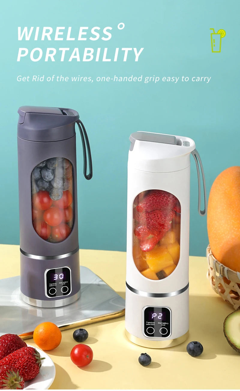 🍓 10-Blade Portable Blender 450ml - USB Rechargeable Smoothie & Ice Crusher