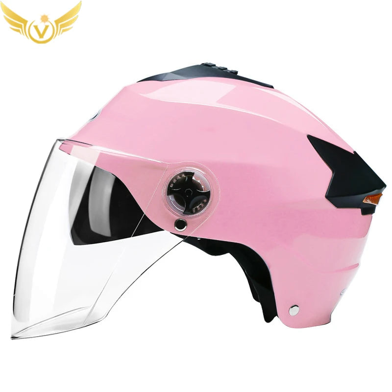 🏍️ LED Motorcycle Helmet with Rechargeable Lights - Double Visor Safety