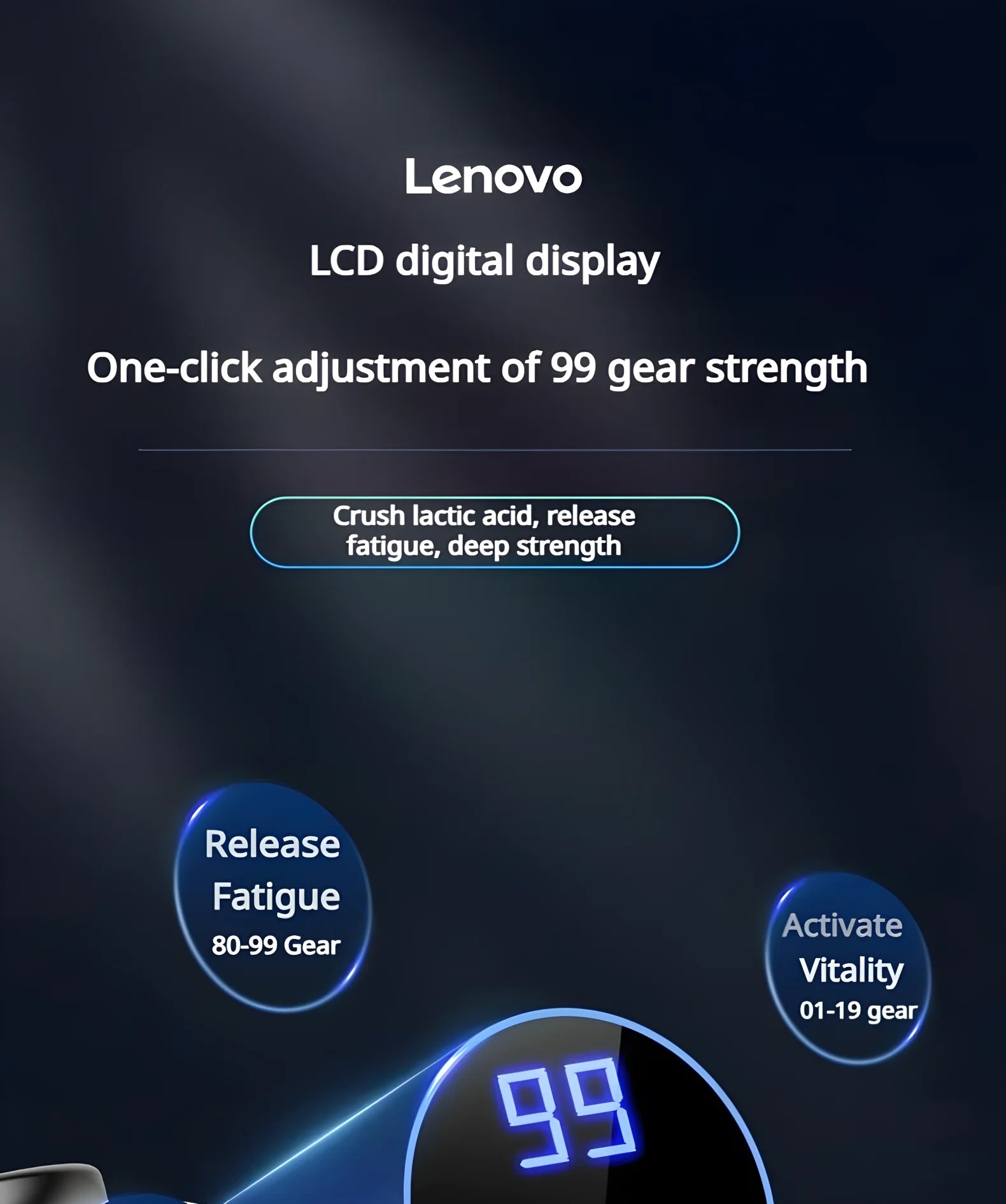 💪 Lenovo Massage Gun - Deep Muscle Relief with LED Touch Screen & 8 Heads