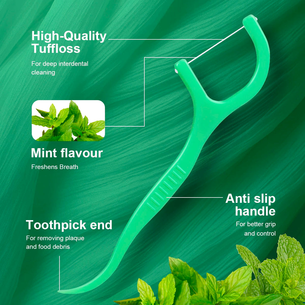🦷 Mint Dental Floss Sticks - Portable Disposable Deep Cleaning Oral Care