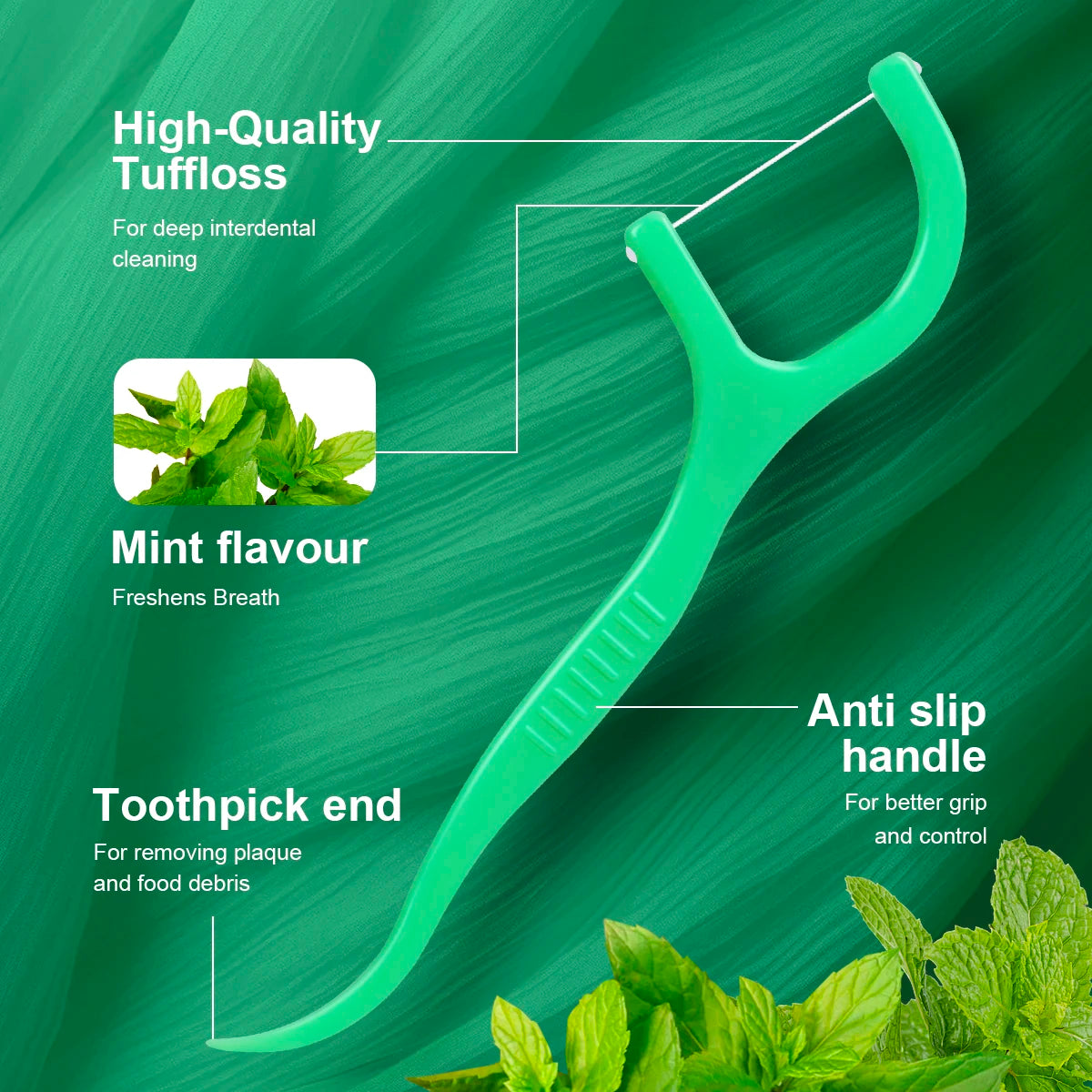 🦷 Mint Dental Floss Sticks - Portable Disposable Deep Cleaning Oral Care