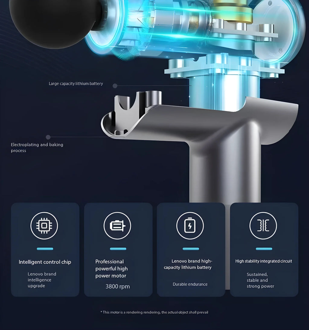 💪 Lenovo Massage Gun - Deep Muscle Relief with LED Touch Screen & 8 Heads