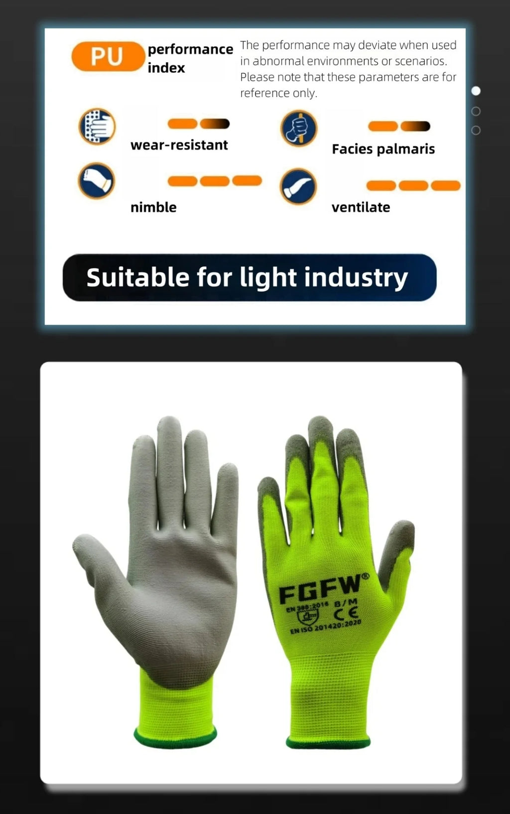 🧤 10 Pairs PU Work Gloves - Lightweight Safety Gloves EN388 Certified S-XL