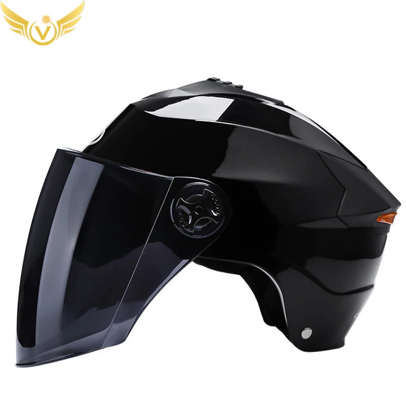 🏍️ LED Motorcycle Helmet with Rechargeable Lights - Double Visor Safety