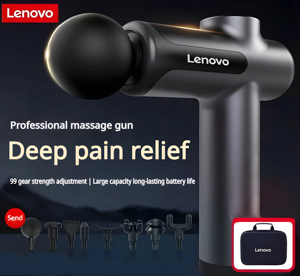 💪 Lenovo Massage Gun - Deep Muscle Relief with LED Touch Screen & 8 Heads