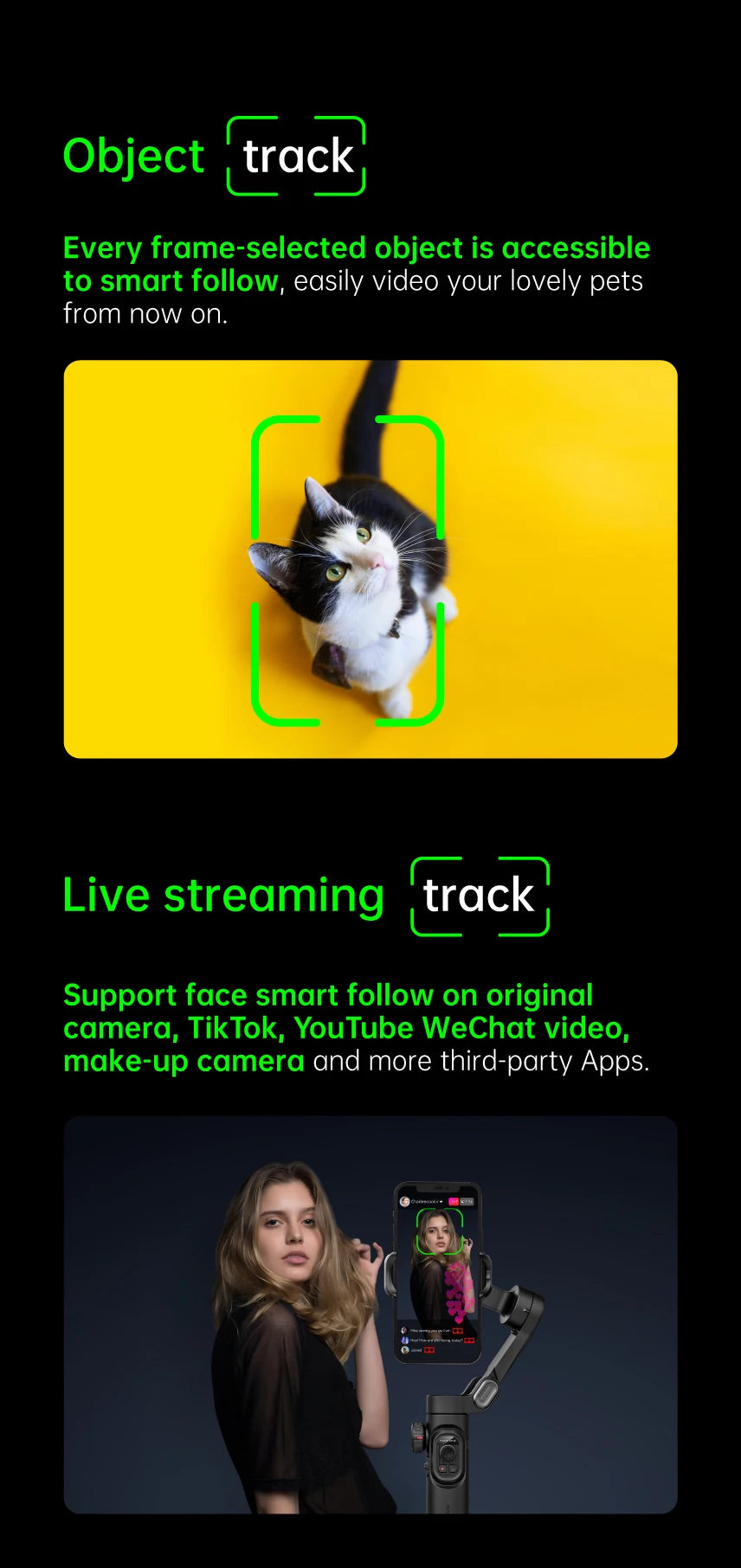 🎥 AOCHUAN 3-Axis Gimbal Stabilizer - AI Face Tracking for TikTok & Vlog