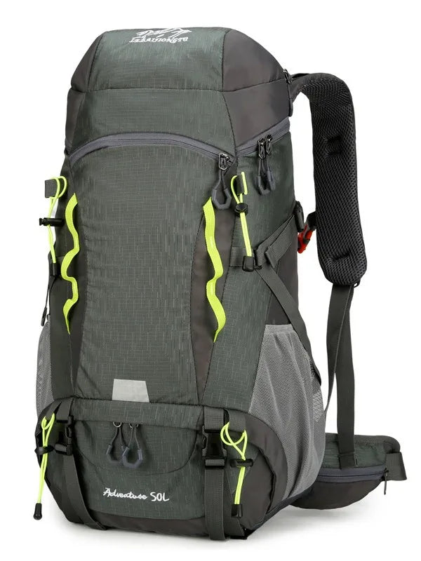 🏔️ 50L Outdoor Hiking Backpack - Rainproof Nylon Camping Rucksack