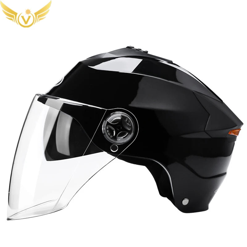 🏍️ LED Motorcycle Helmet with Rechargeable Lights - Double Visor Safety