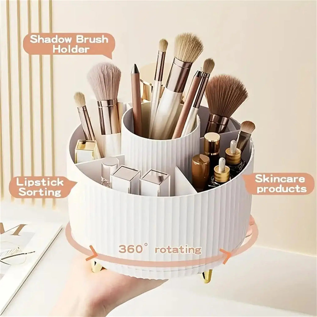 💄 360° Rotating Makeup Organizer - 5 Compartments Multi-Functional Storage