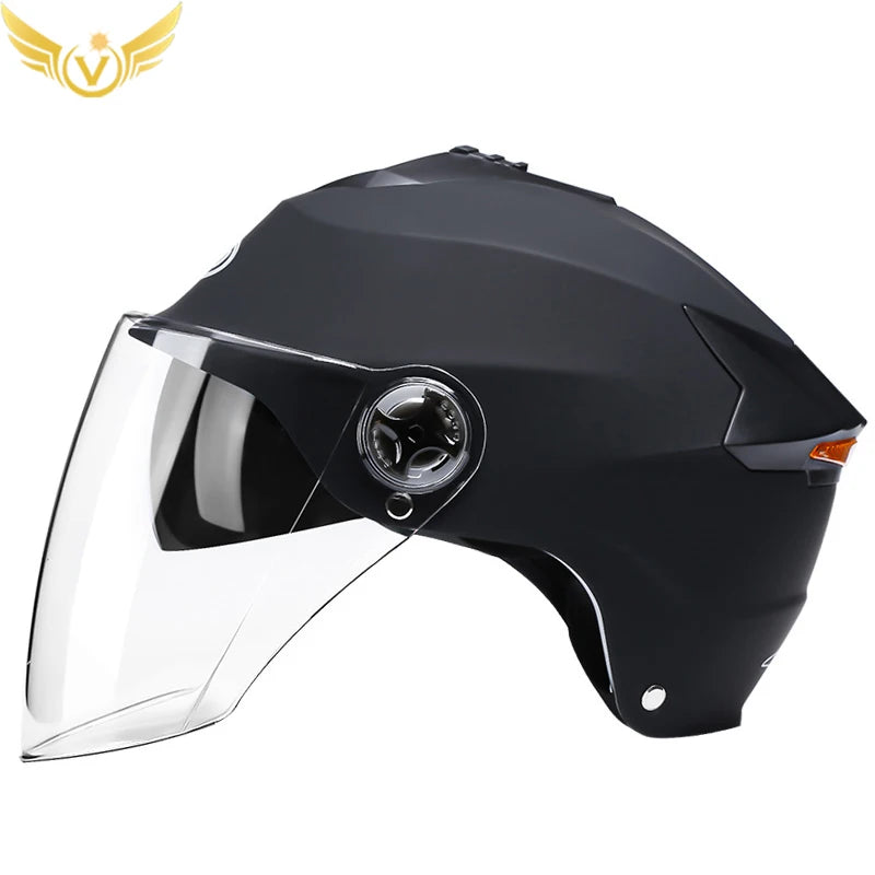 🏍️ LED Motorcycle Helmet with Rechargeable Lights - Double Visor Safety