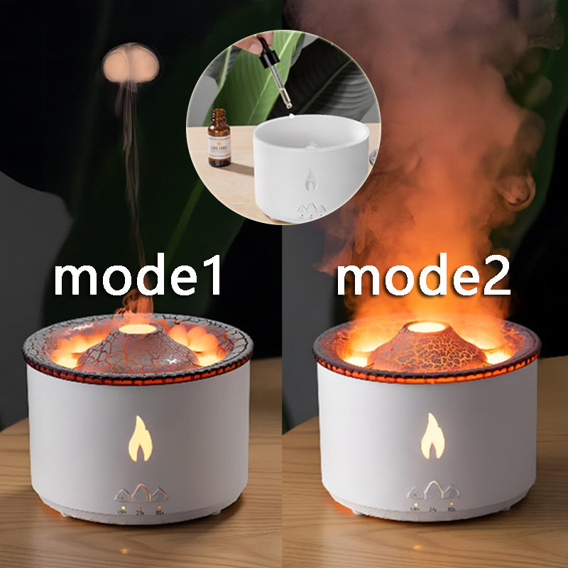Ultrasonic Essential Oil Humidifier - Volcano Flame Aromatherapy Diffuser