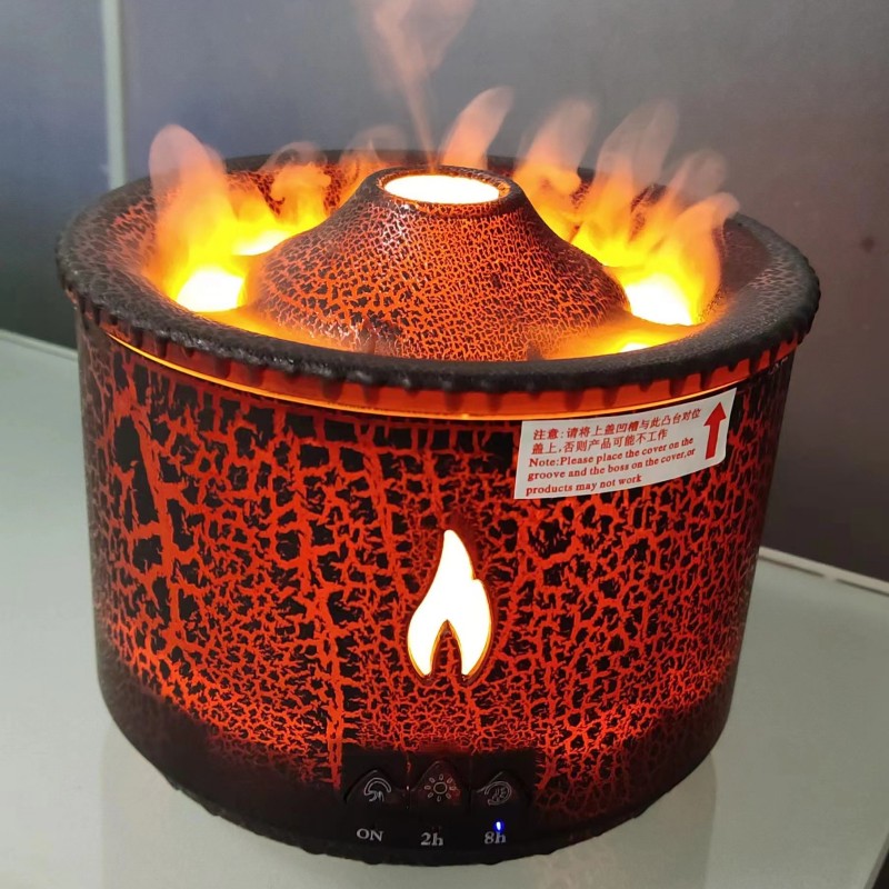 Ultrasonic Essential Oil Humidifier - Volcano Flame Aromatherapy Diffuser