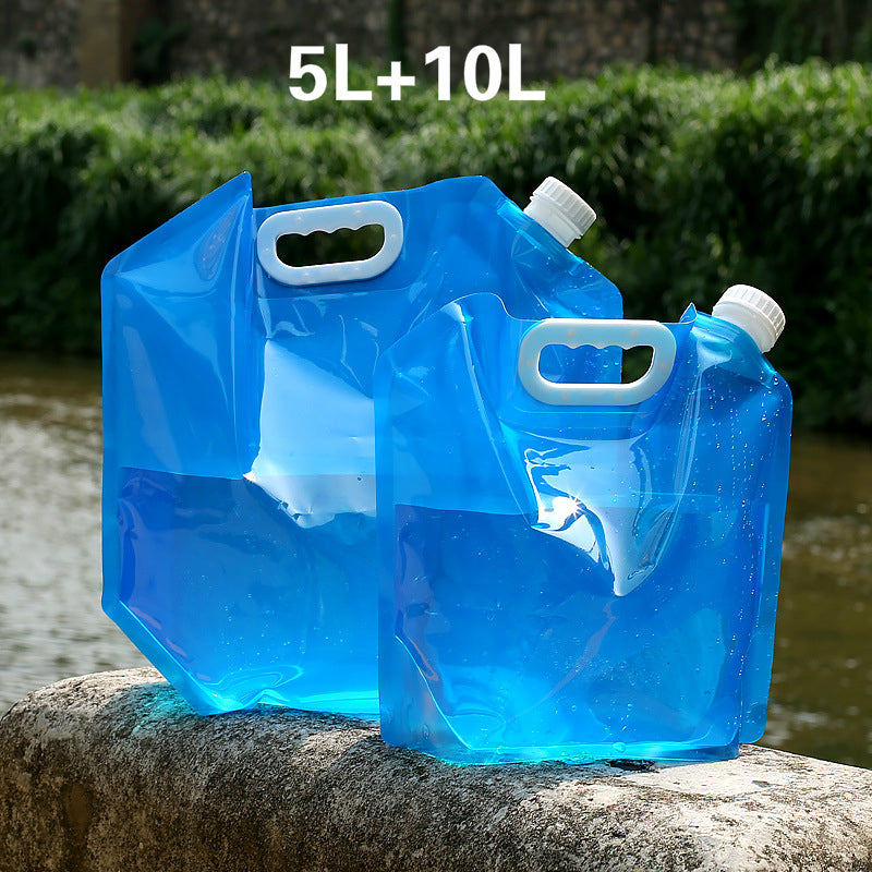 Foldable Camping Water Bag - 5L/10L Portable PVC Container for Hiking