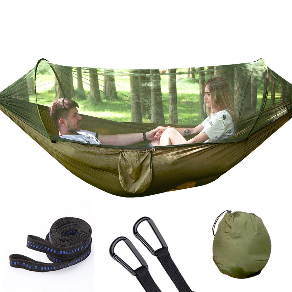 Pop-Up Camping Hammock with Mosquito Net - Quick Setup Portable Outdoor Bed