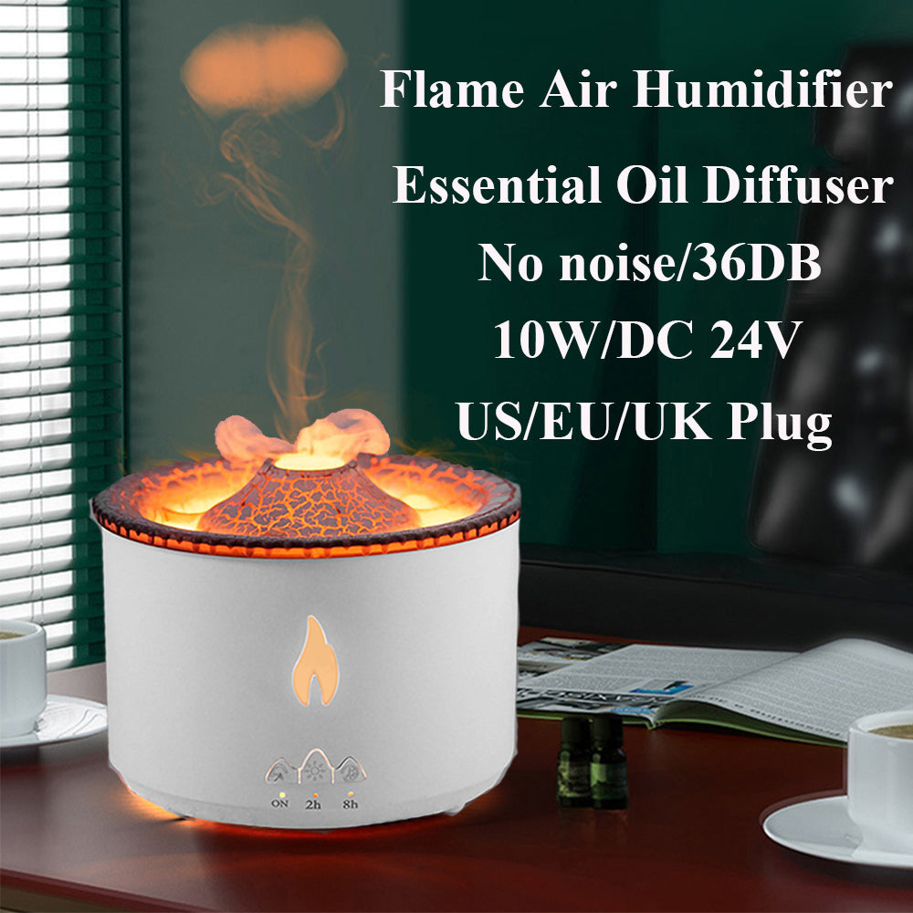Ultrasonic Essential Oil Humidifier - Volcano Flame Aromatherapy Diffuser