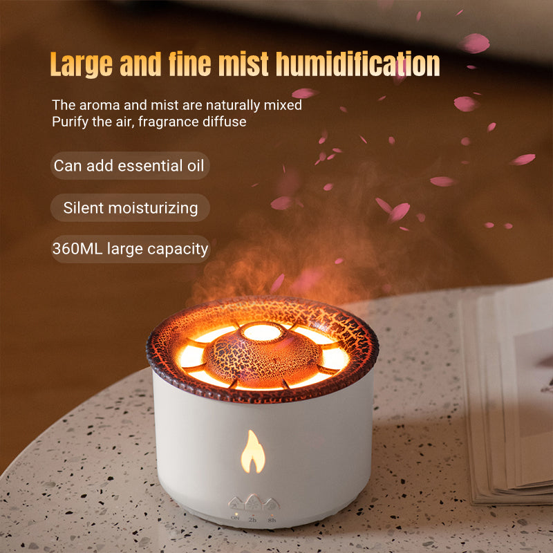 Ultrasonic Essential Oil Humidifier - Volcano Flame Aromatherapy Diffuser