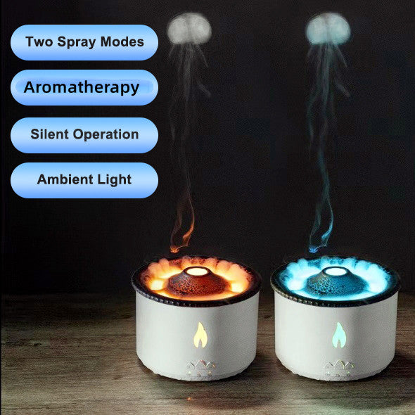 Ultrasonic Essential Oil Humidifier - Volcano Flame Aromatherapy Diffuser